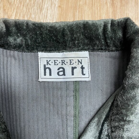 KEREN HART PEPLUM CORDUROY JACKET WOMENS M COTTON VINTAGE GREEN BUTTON FRONT - Picture 5 of 8